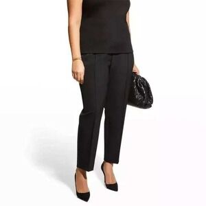 Lafayette 148 New York Pleated Leg Ankle Trousers Black Size 6 Minimalist Career